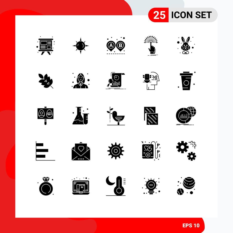 25 User Interface Solid Glyph Pack of modern Signs and Symbols of easter analytic road digital touch Editable Vector Design Elements