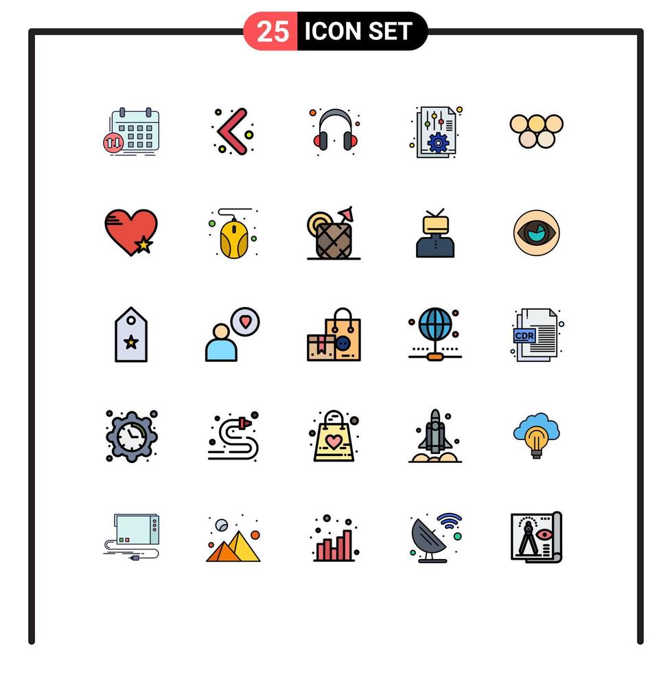 Pictogram Set of 25 Simple Filled line Flat Colors of greece report headset options file Editable Vector Design Elements