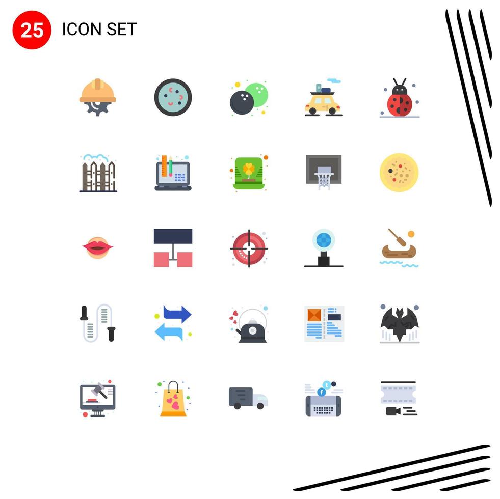 conjunto de 25 iconos de interfaz de usuario modernos símbolos signos para transporte de otoño laboratorio deportes fruta elementos de diseño vectorial editables vector
