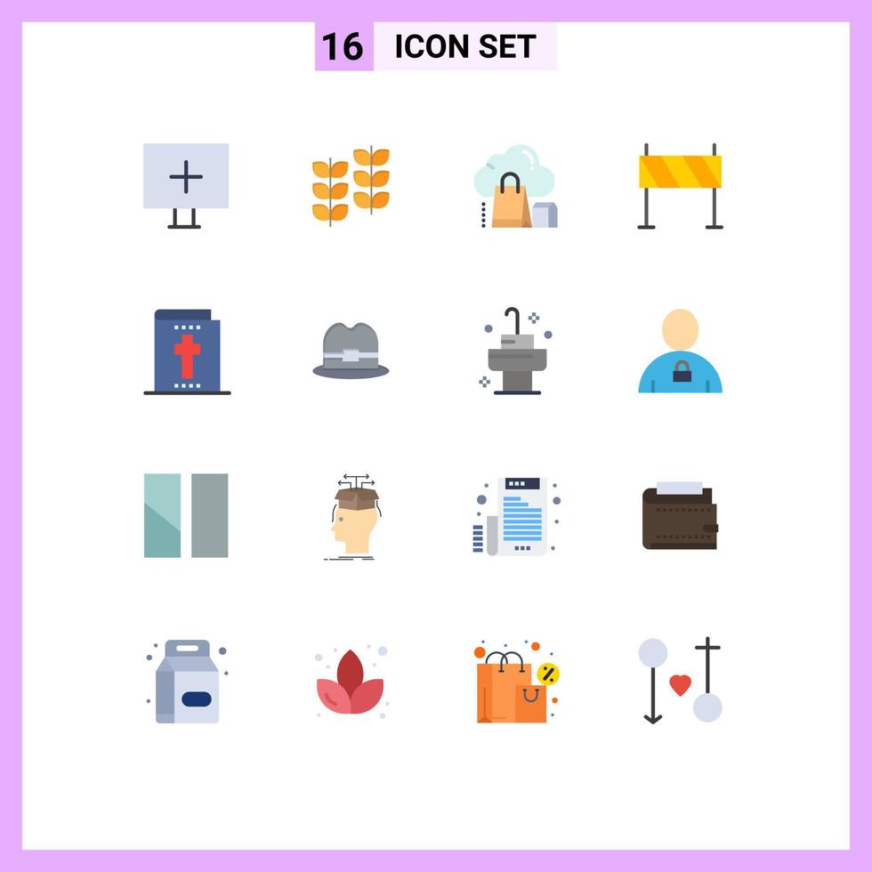 Universal Icon Symbols Group of 16 Modern Flat Colors of road construction cloud buildings online Editable Pack of Creative Vector Design Elements