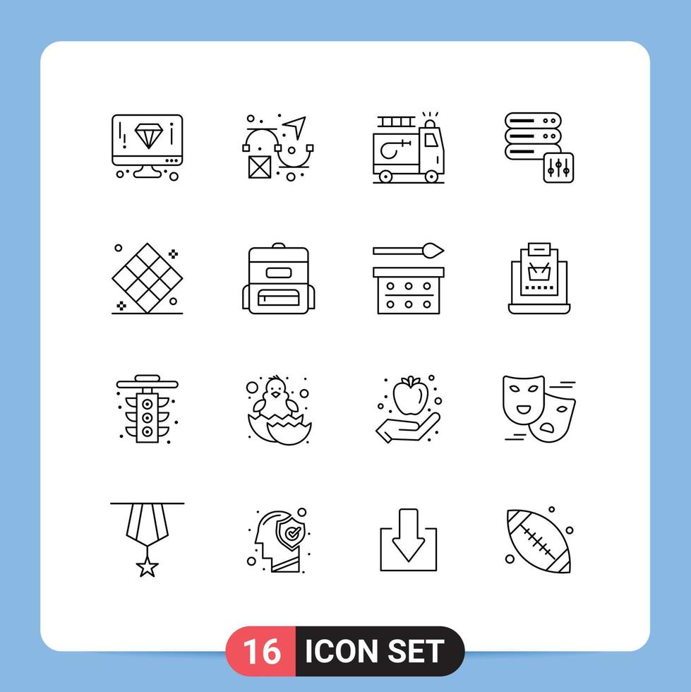Outline Pack of 16 Universal Symbols of play chess clipart athletics security Editable Vector Design Elements