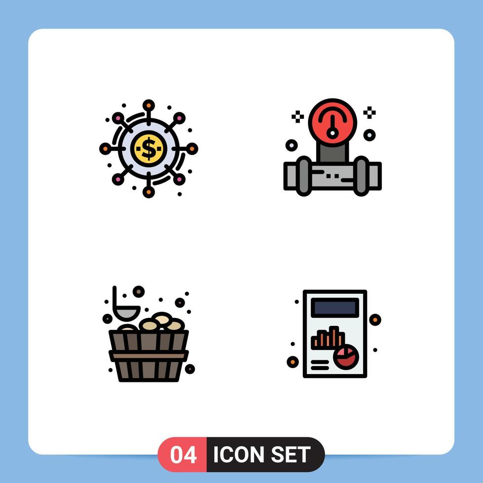 Set of 4 Modern UI Icons Symbols Signs for campaign bucket donation plump stone Editable Vector Design Elements