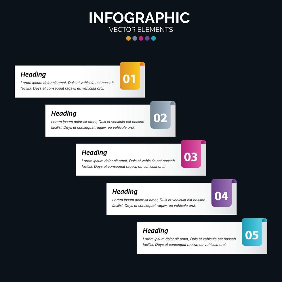 El vector de diseño de infografías de 5 pasos y el marketing se pueden utilizar para el diseño del flujo de trabajo