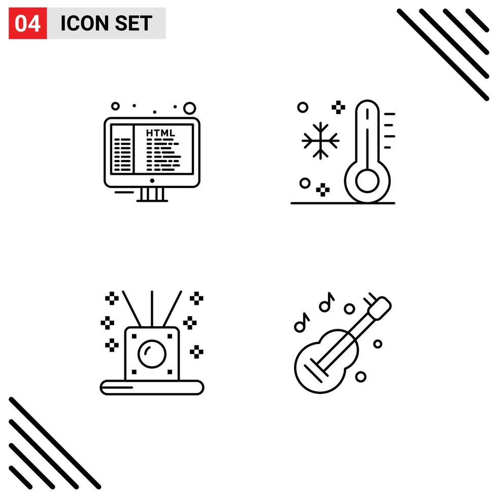 conjunto de 4 paquetes comerciales de colores planos de línea de relleno para programación de incienso de código elementos de diseño vectorial editables de spa de verano vector