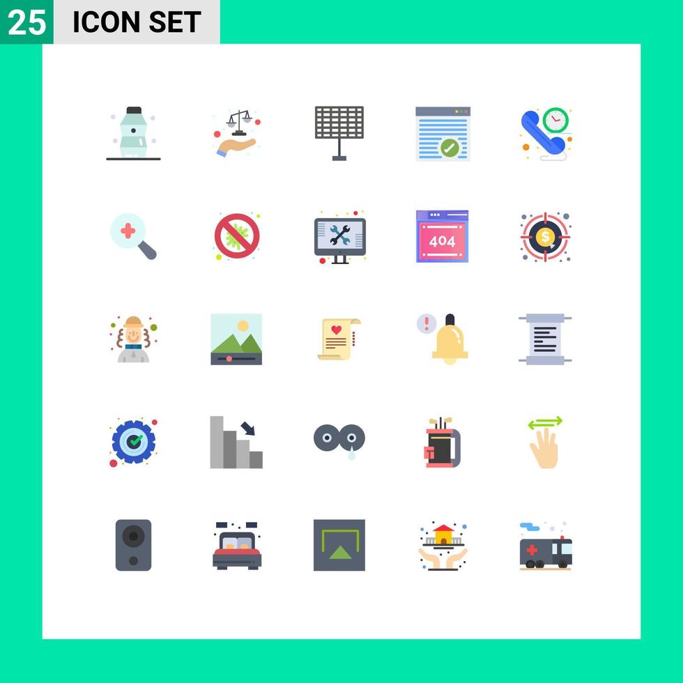 Pack of 25 creative Flat Colors of communication webpage scales online browser Editable Vector Design Elements