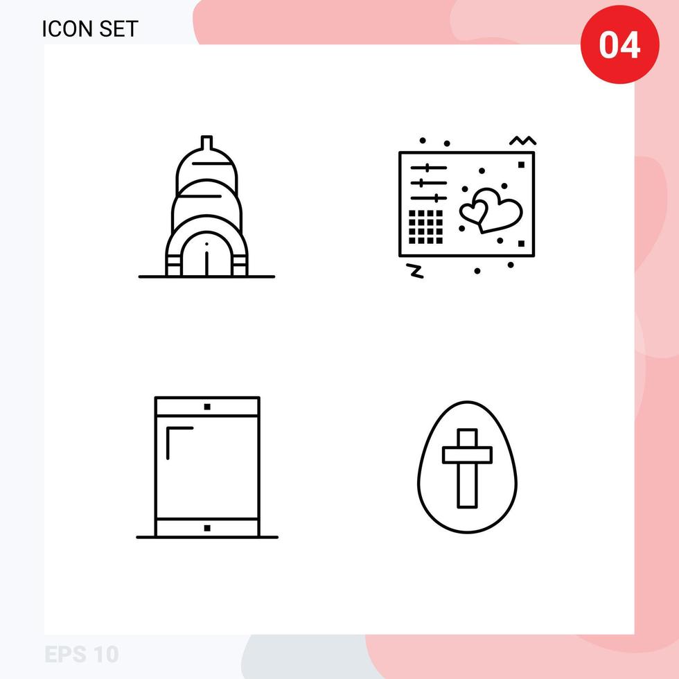 Group of 4 Modern Filledline Flat Colors Set for chrysler devices love midi egg Editable Vector Design Elements