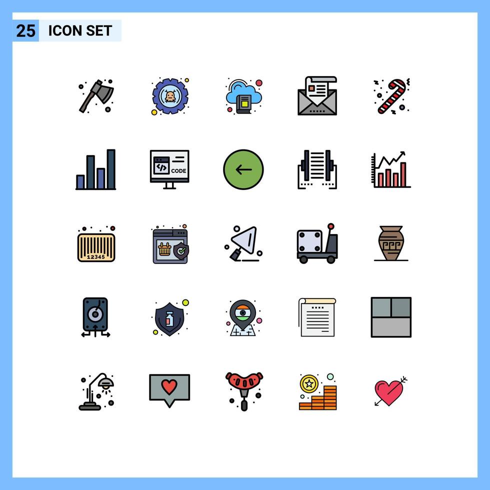 Modern Set of 25 Filled line Flat Colors and symbols such as letter email settings communication book Editable Vector Design Elements