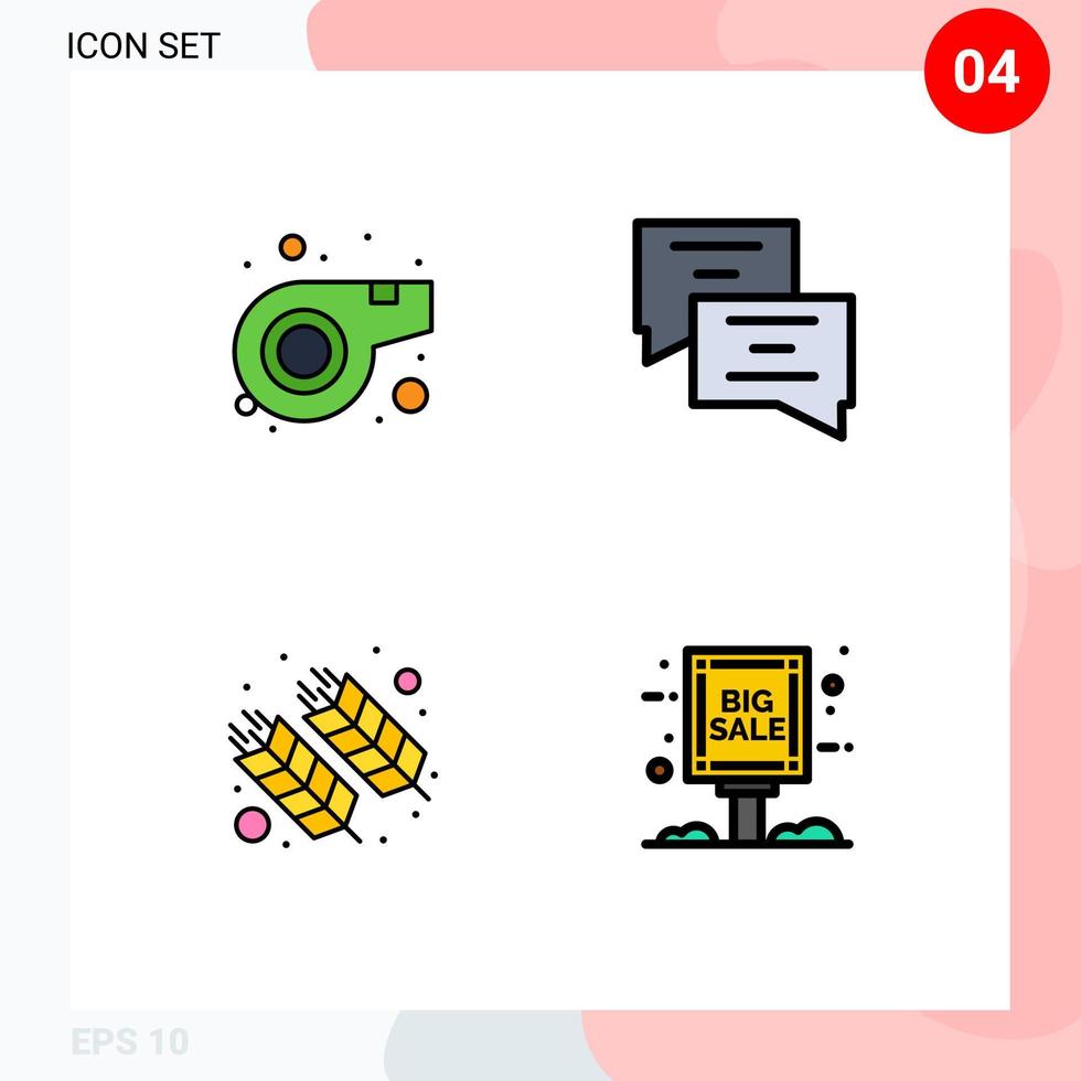 Set of 4 Modern UI Icons Symbols Signs for referee india chat food board Editable Vector Design Elements