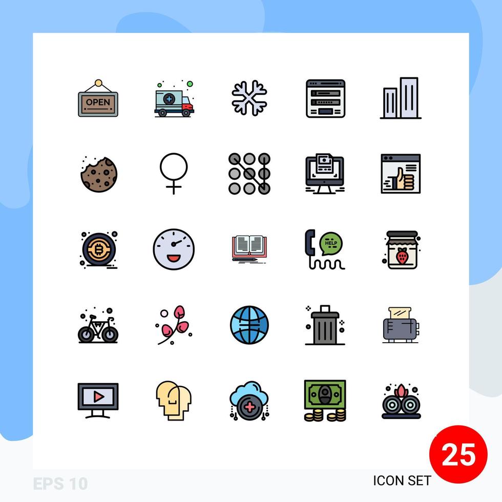 25 iconos creativos signos y símbolos modernos de arquitectura mapa del sitio diagrama de flujo de inicio de sesión de nieve elementos de diseño vectorial editables vector