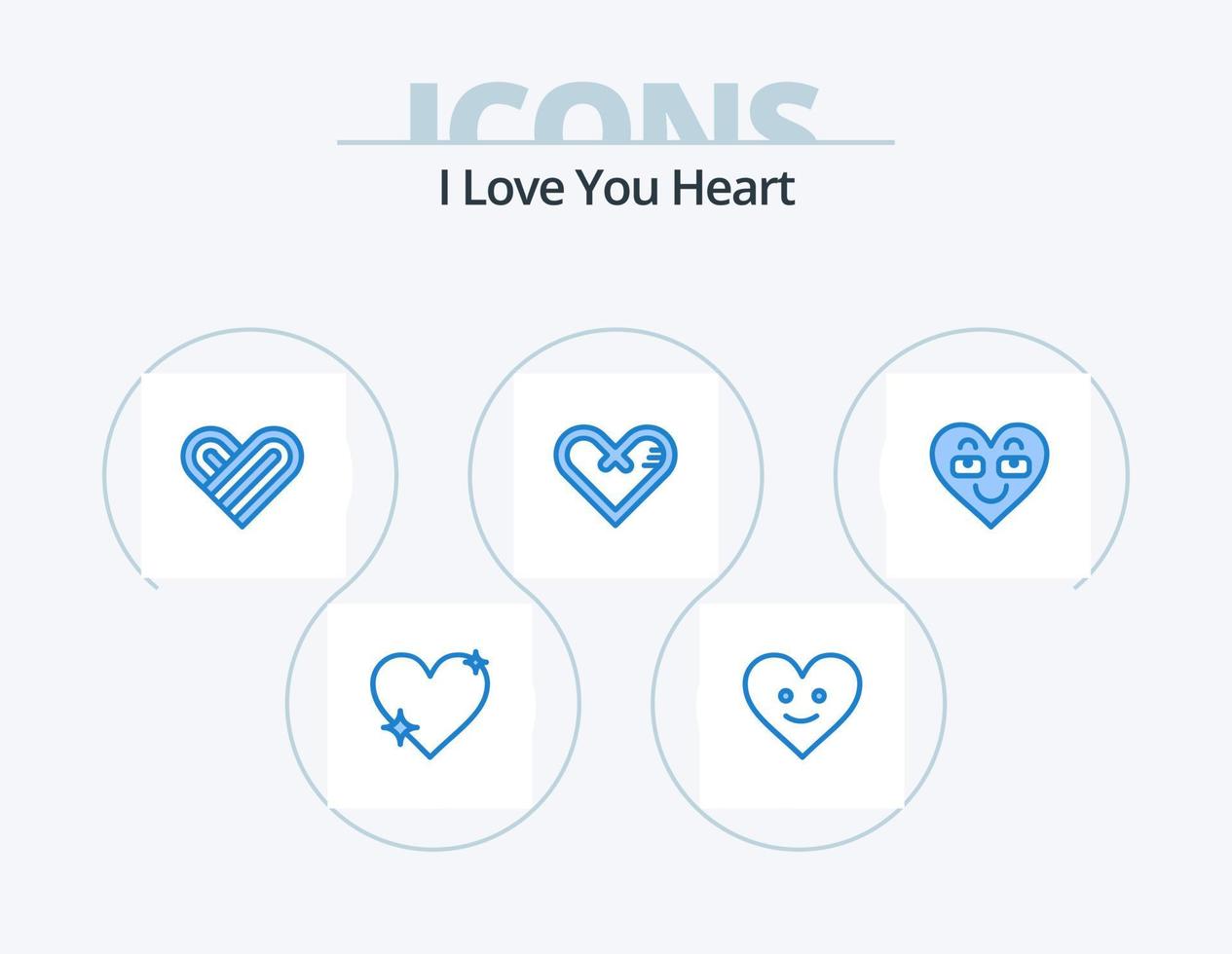 Heart Blue Icon Pack 5 Icon Design. heart. surprise. heart. gift. love vector