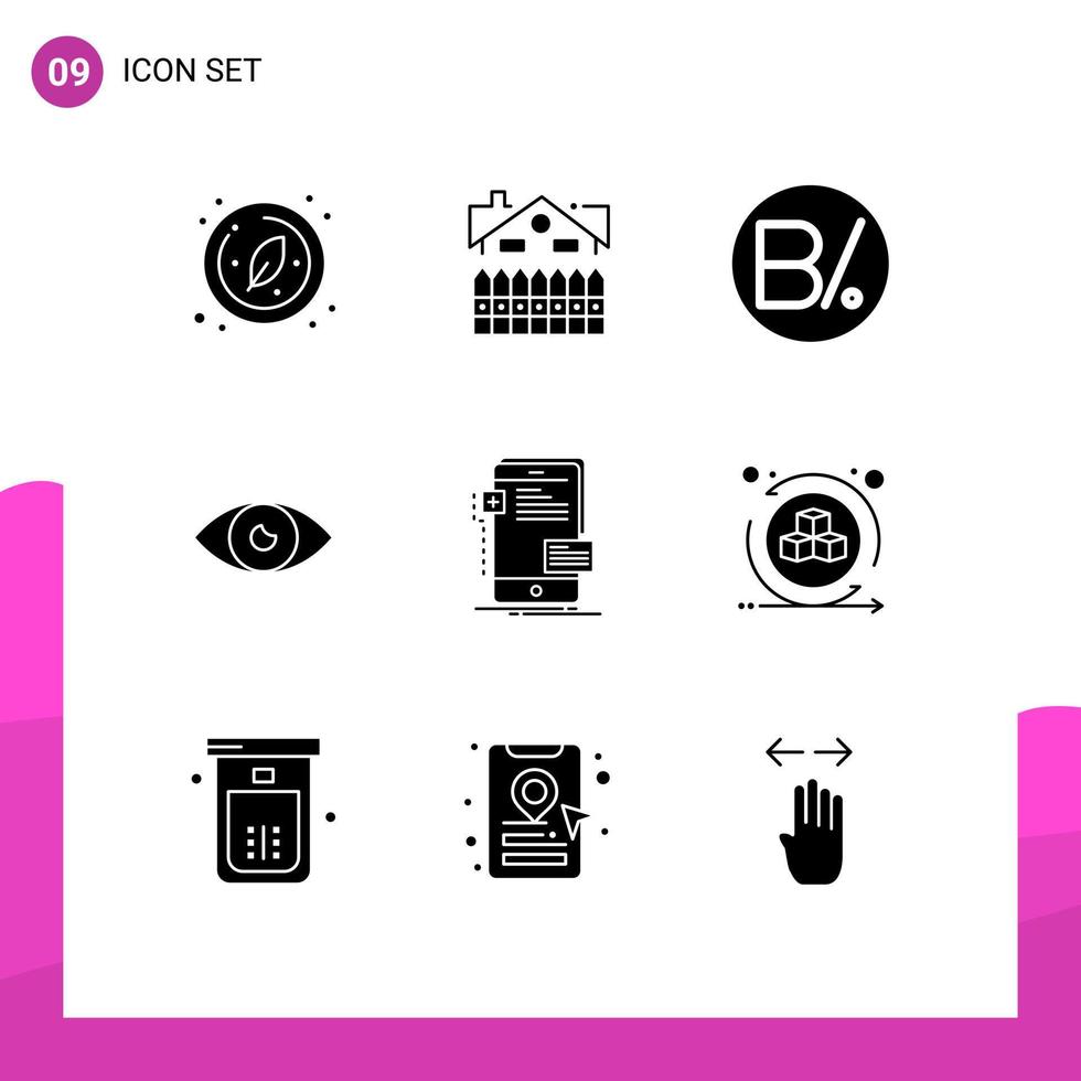 9 Universal Solid Glyphs Set for Web and Mobile Applications mobile design house basic panamanian Editable Vector Design Elements