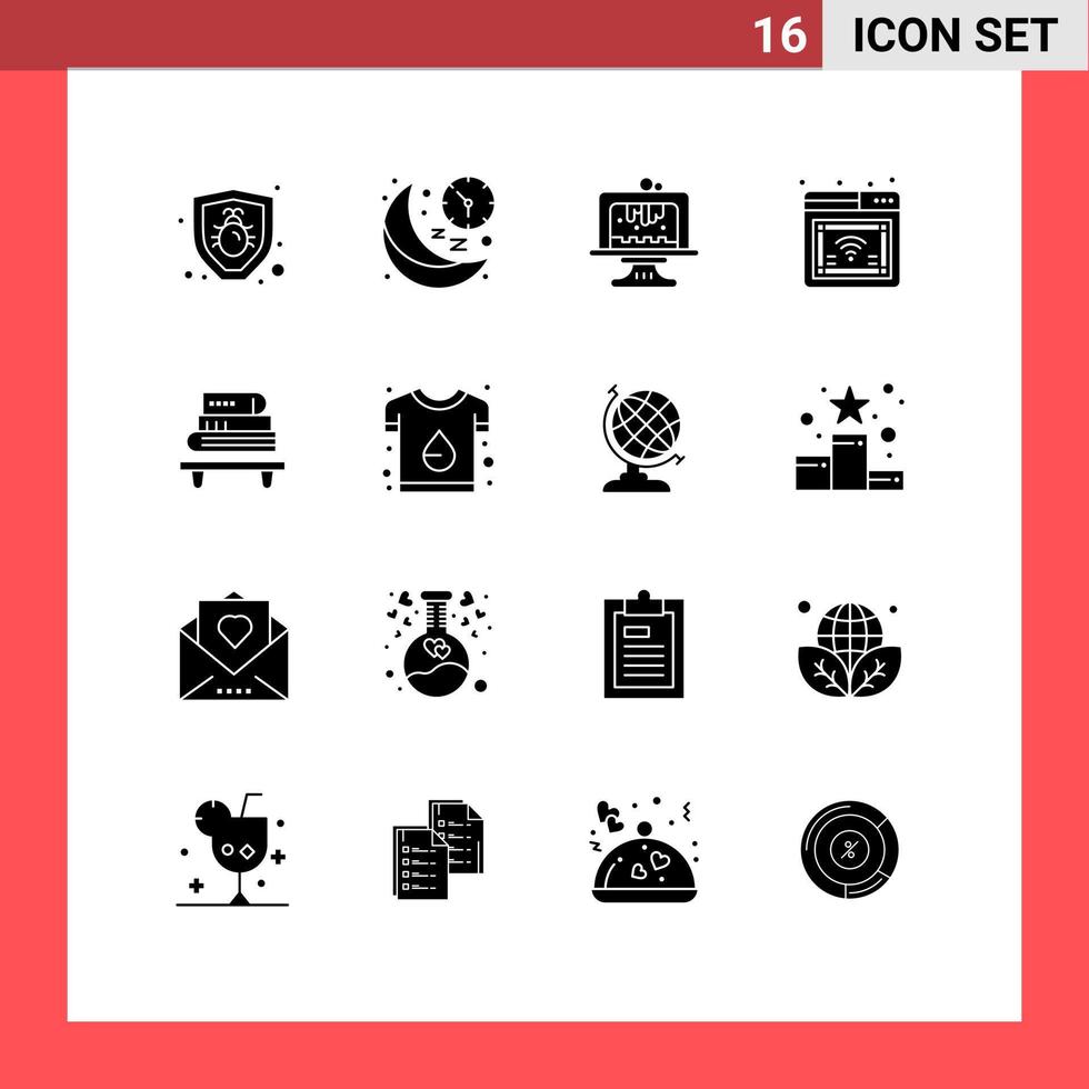 Pictogram Set of 16 Simple Solid Glyphs of knowledge wifi baking web internet Editable Vector Design Elements