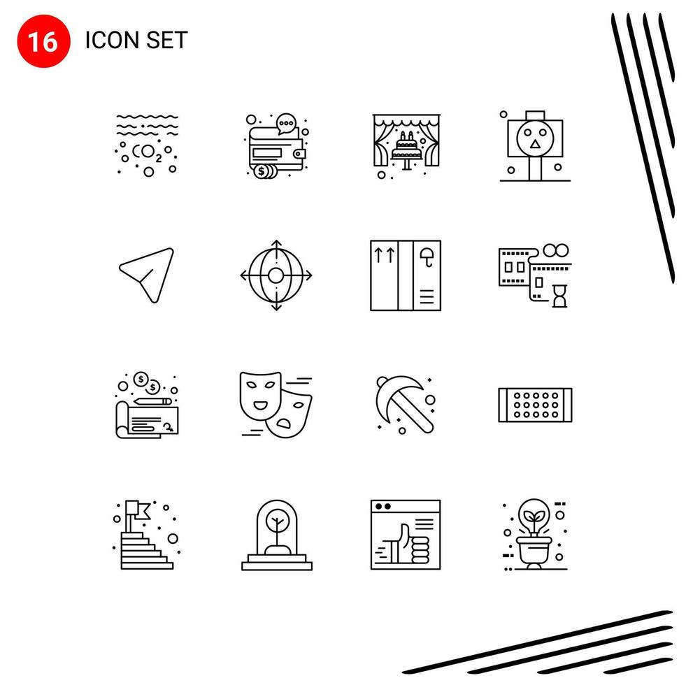 Outline Pack of 16 Universal Symbols of arrow horror seo halloween wedding Editable Vector Design Elements