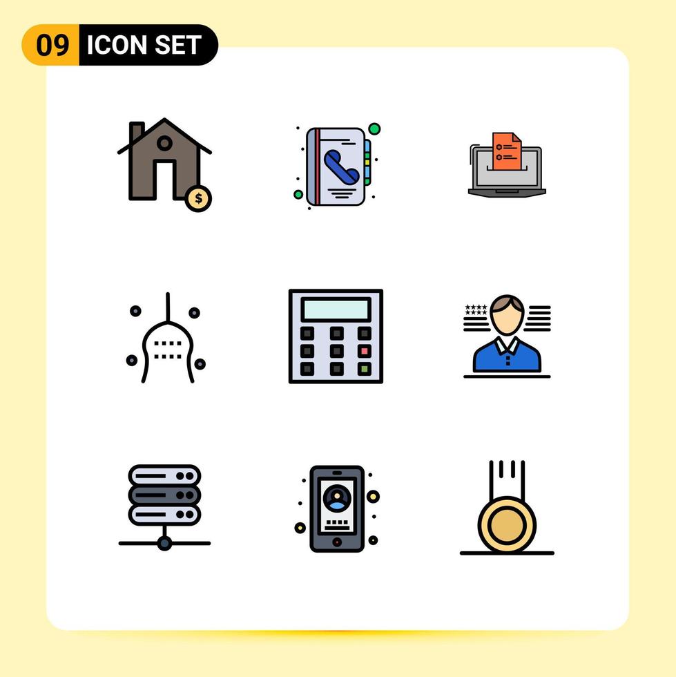 9 Universal Filledline Flat Color Signs Symbols of superstition web call skills online Editable Vector Design Elements