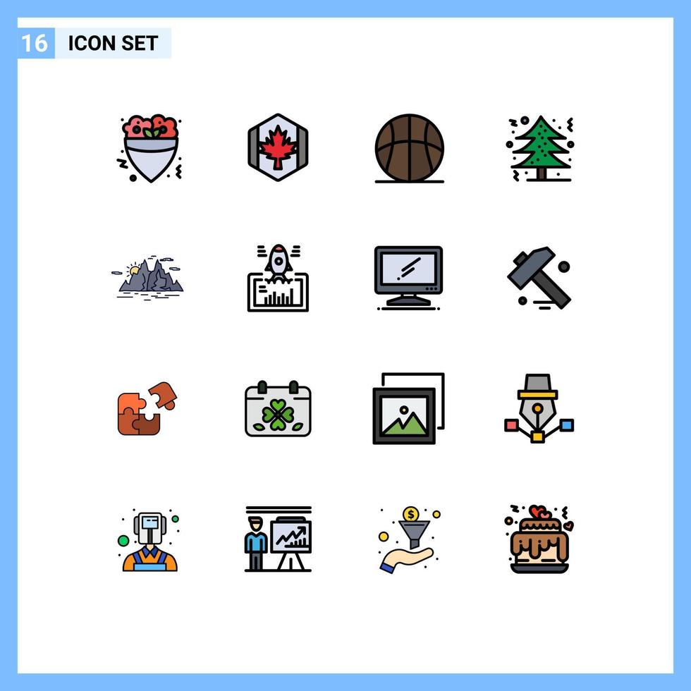 Set of 16 Modern UI Icons Symbols Signs for tree christmas tree maple christmas game Editable Creative Vector Design Elements