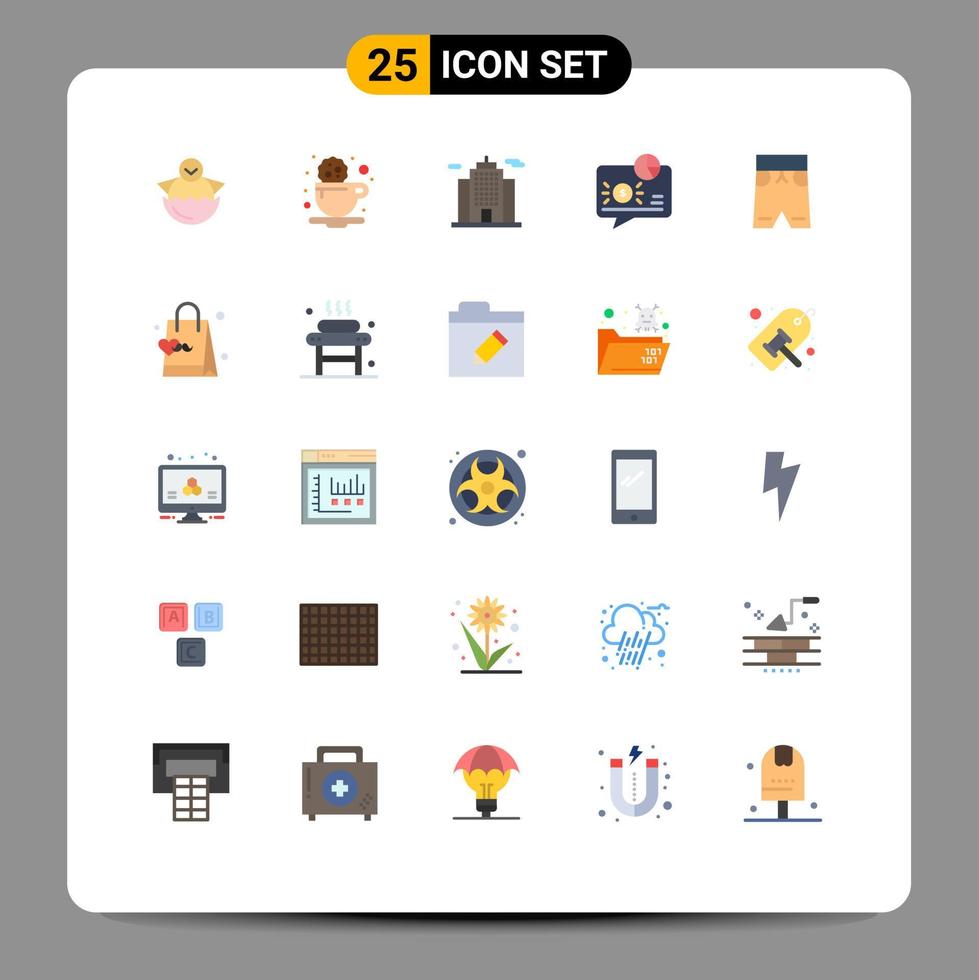 Modern Set of 25 Flat Colors and symbols such as beach message drink graph banking Editable Vector Design Elements