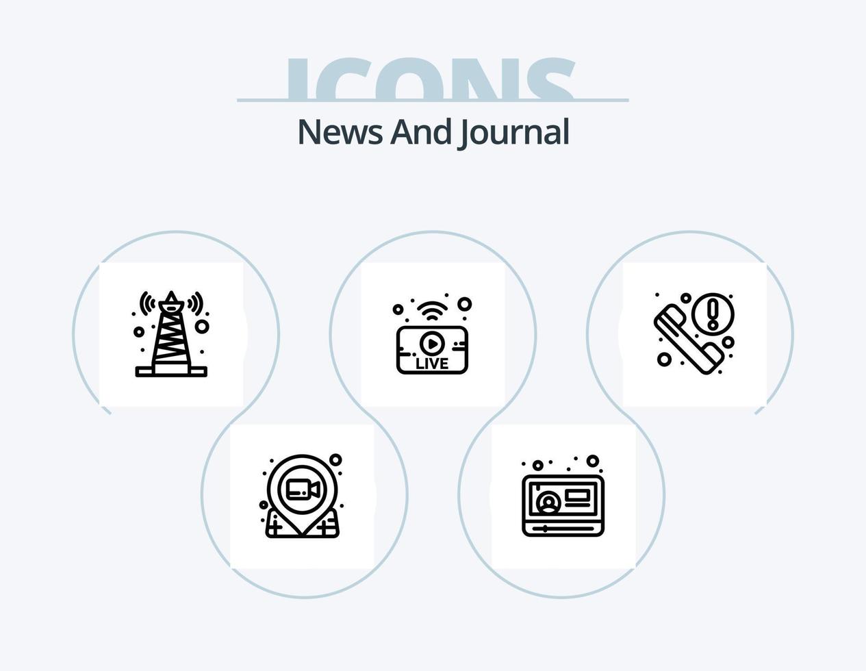 News Line Icon Pack 5 Icon Design. news. broadcasting. email. speaker. announce vector