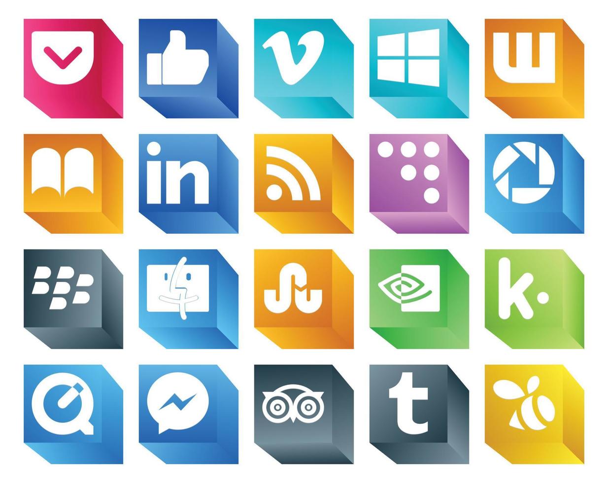 20 Social Media Icon Pack Including messenger kik rss nvidia finder vector