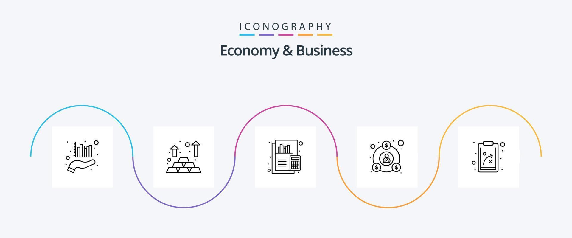 Economy And Business Line 5 Icon Pack Including plan. people. accounting. money. business vector