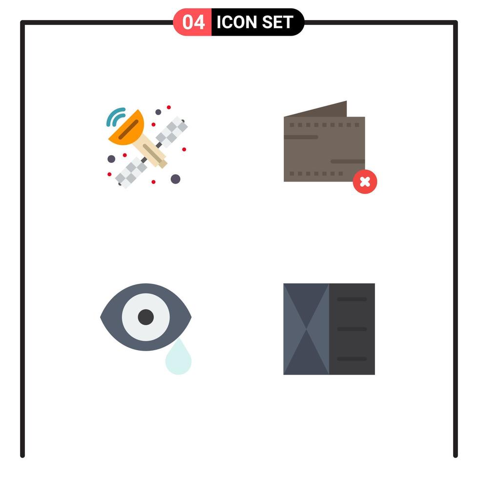 conjunto moderno de 4 iconos planos pictograma de comunicación ojo cerrar dinero ciencia elementos de diseño vectorial editables vector