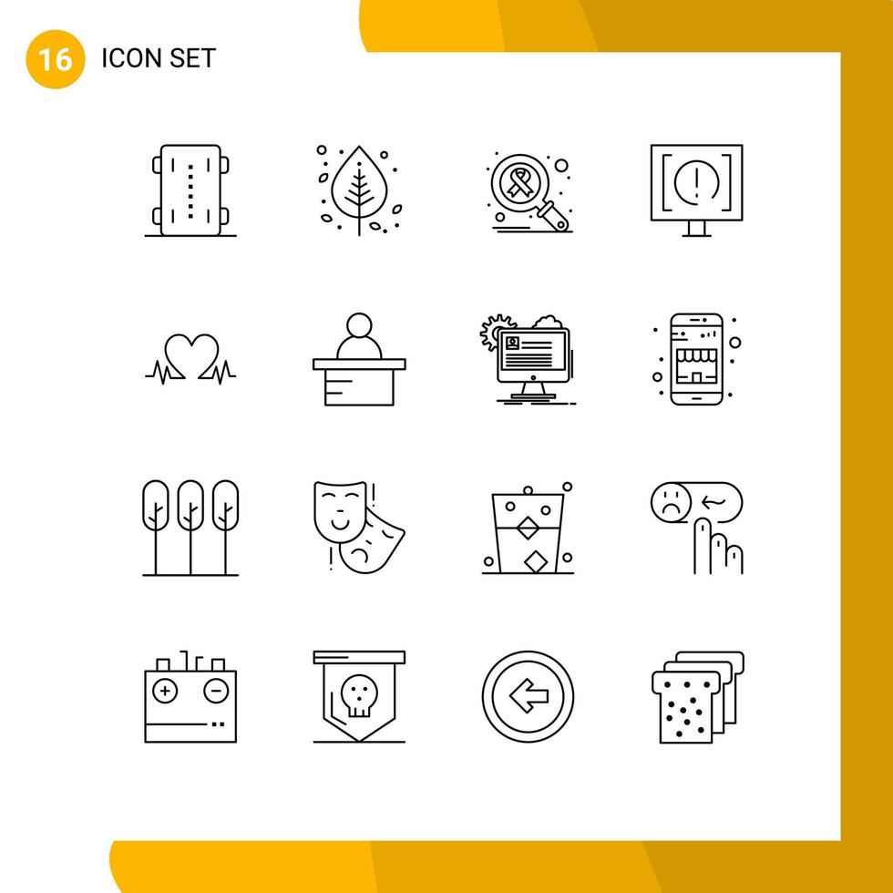 Outline Pack of 16 Universal Symbols of service customer nature contact search Editable Vector Design Elements