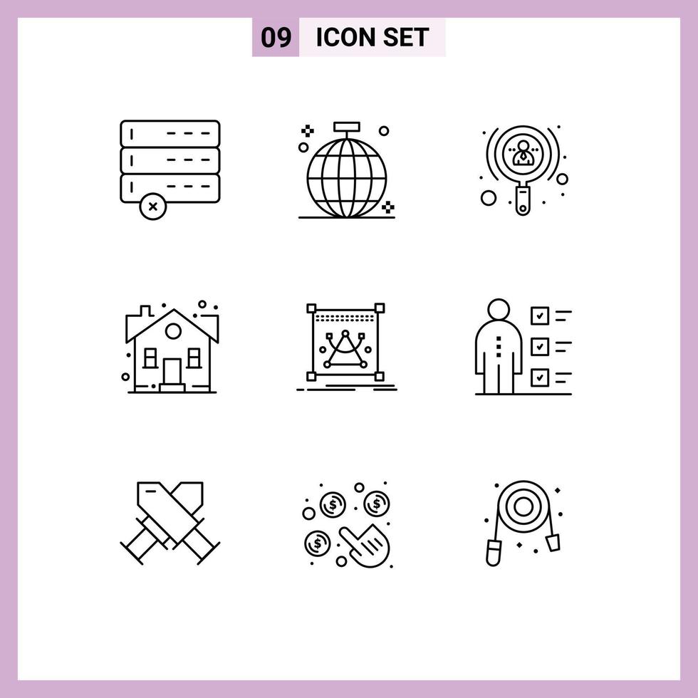 paquete de iconos de vector de stock de 9 signos y símbolos de línea para editar elementos de diseño de vector editables de construcción de casa de crecimiento de hogar dulce