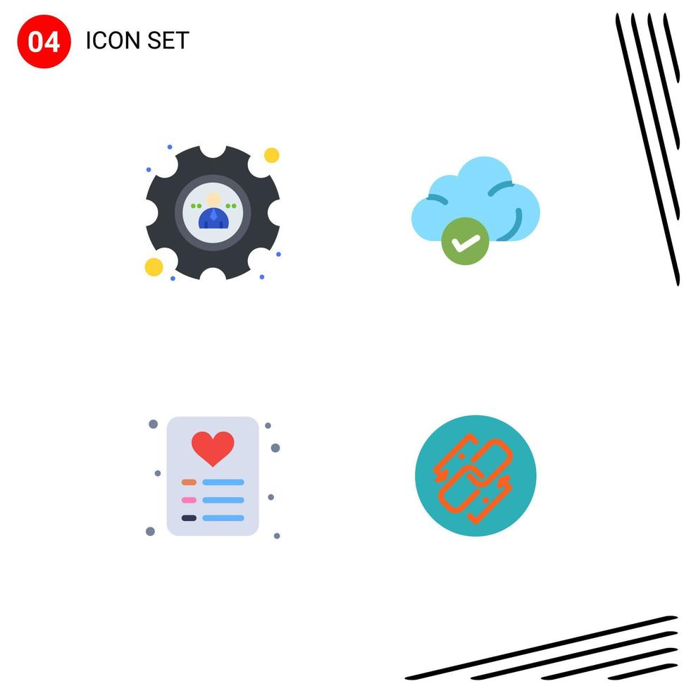 4 iconos planos universales establecidos para web y aplicaciones móviles tarjeta de gestión nube tecnología cadena elementos de diseño vectorial editables vector