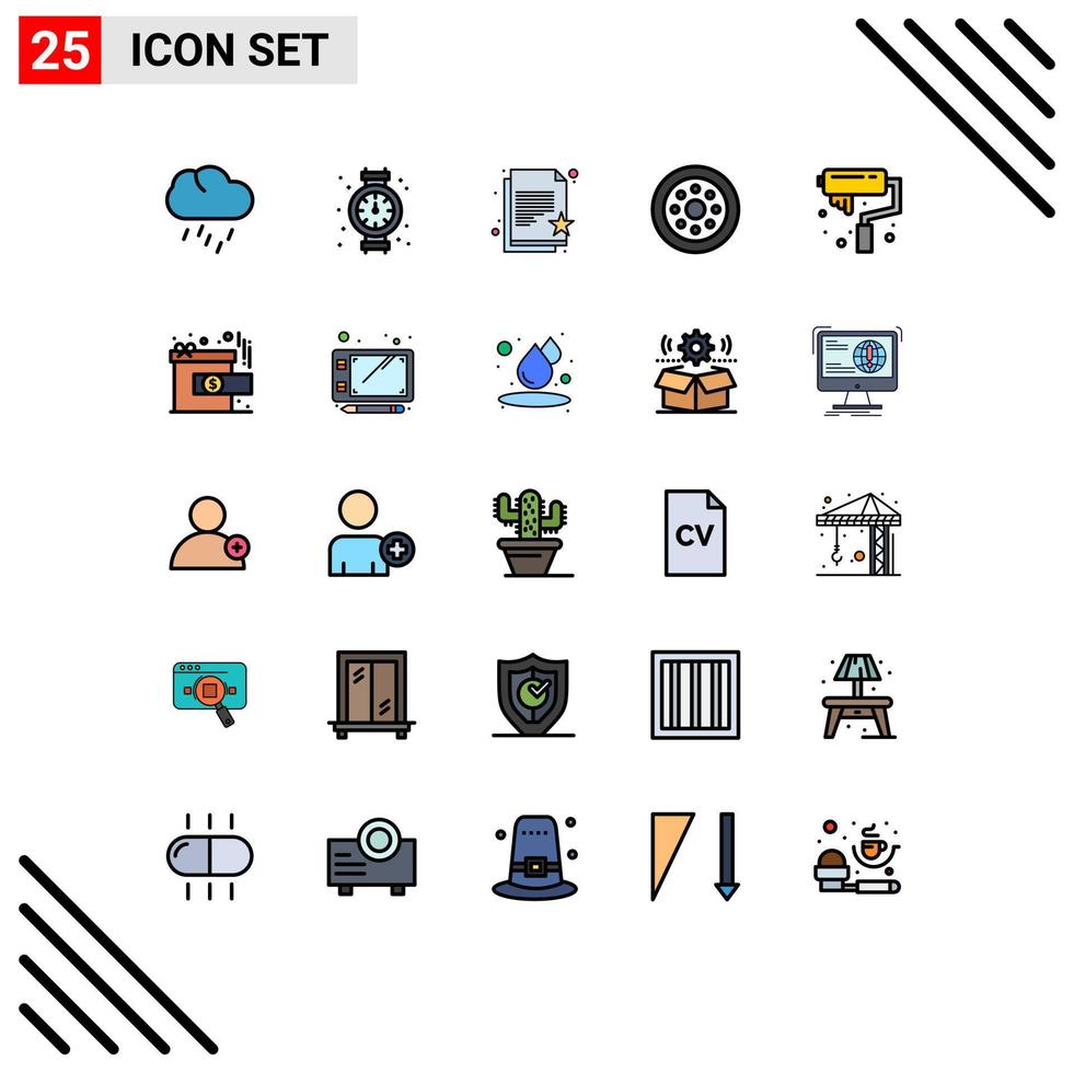 25 Creative Icons Modern Signs and Symbols of arts wheels favorite document velg accessories Editable Vector Design Elements