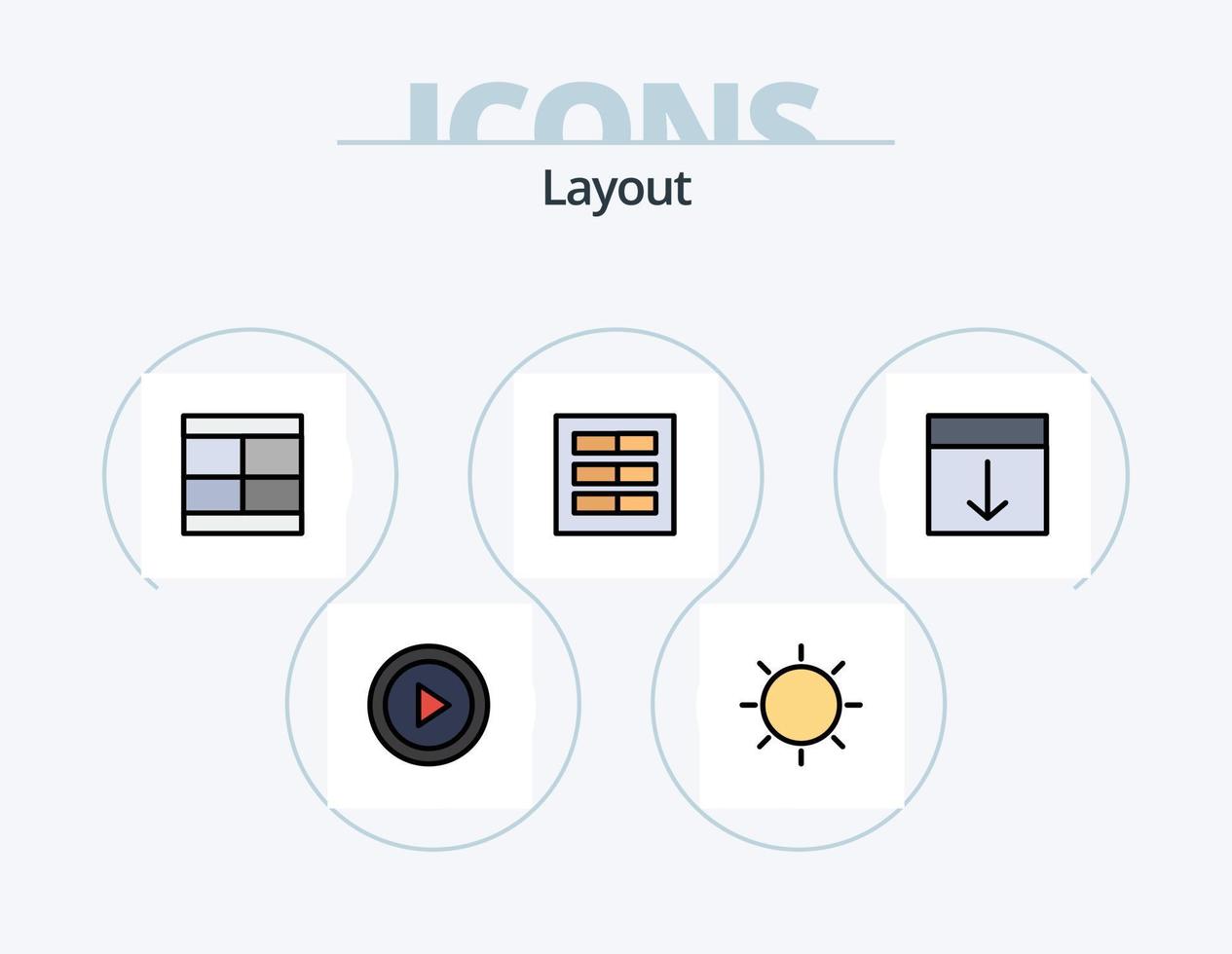 Layout Line Filled Icon Pack 5 Icon Design. draw. create. layout. two. layout vector