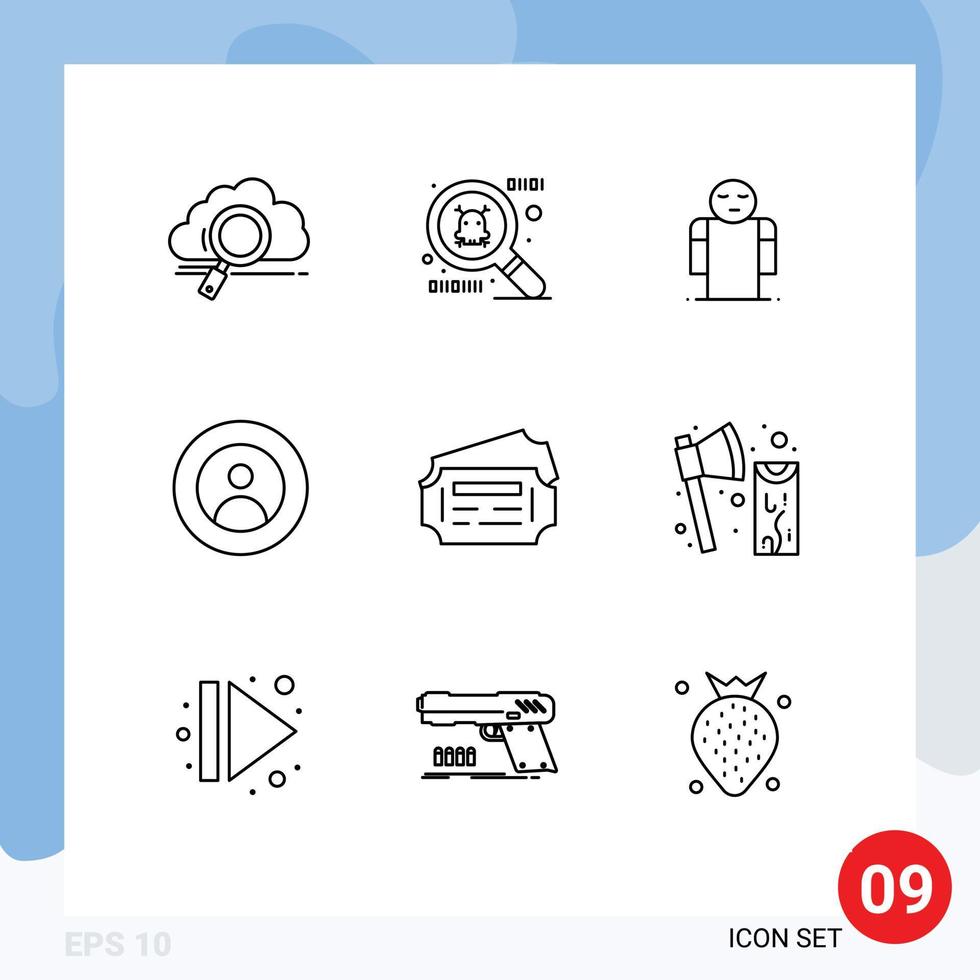 User Interface Pack of 9 Basic Outlines of station train open world people Editable Vector Design Elements