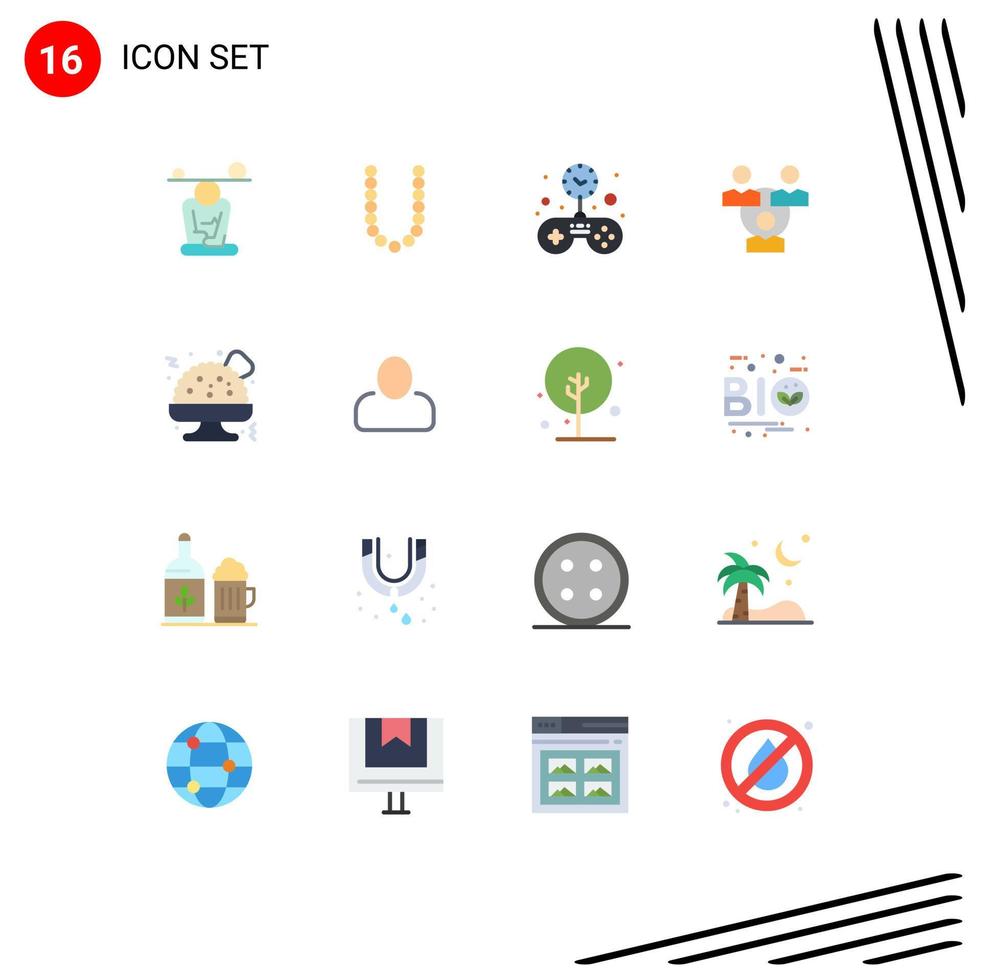 16 Thematic Vector Flat Colors and Editable Symbols of guacamole office neckles meeting time Editable Pack of Creative Vector Design Elements