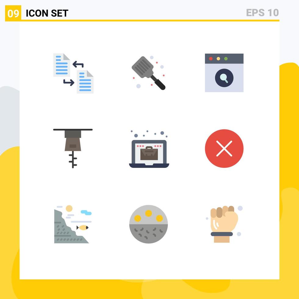 9 Flat Color concept for Websites Mobile and Apps bag online flipper zipper search Editable Vector Design Elements