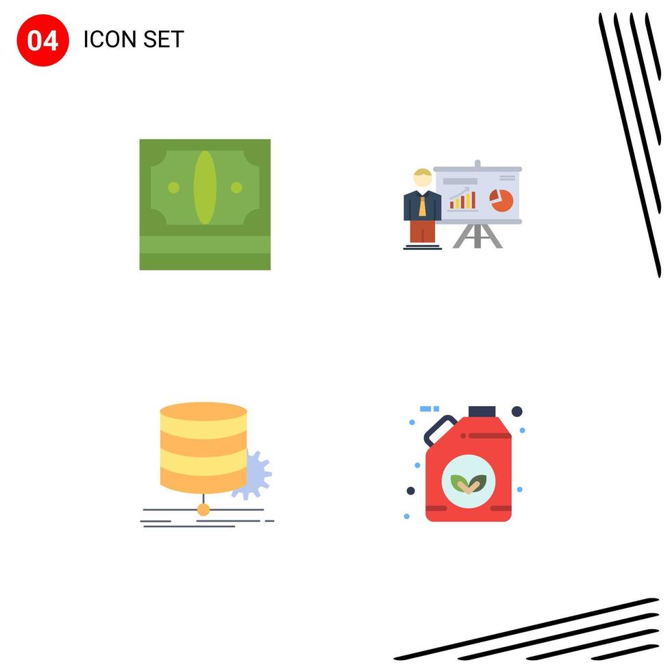 4 Flat Icon concept for Websites Mobile and Apps business algorithm money office data Editable Vector Design Elements