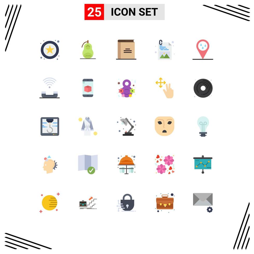 Set of 25 Commercial Flat Colors pack for raining picture book web design reading Editable Vector Design Elements