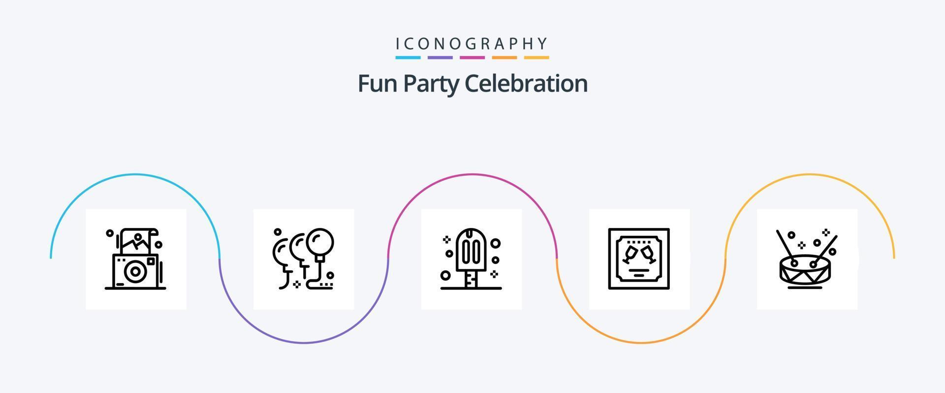 Party Line 5 Icon Pack Including instruments. letter. carnival. invitation. card vector