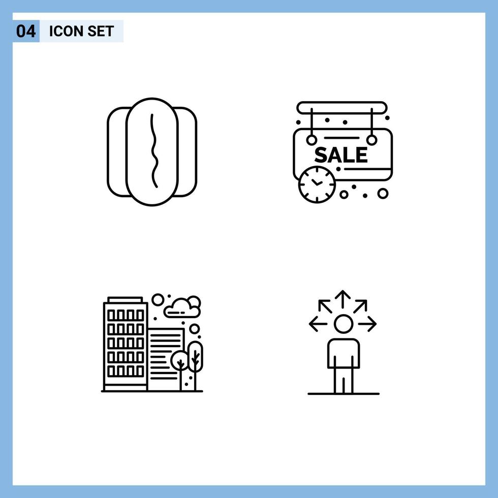 Set of 4 Modern UI Icons Symbols Signs for food house limited online shop communication Editable Vector Design Elements