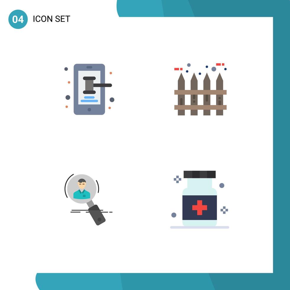 4 Universal Flat Icons Set for Web and Mobile Applications mobile employee trade realty hunting Editable Vector Design Elements