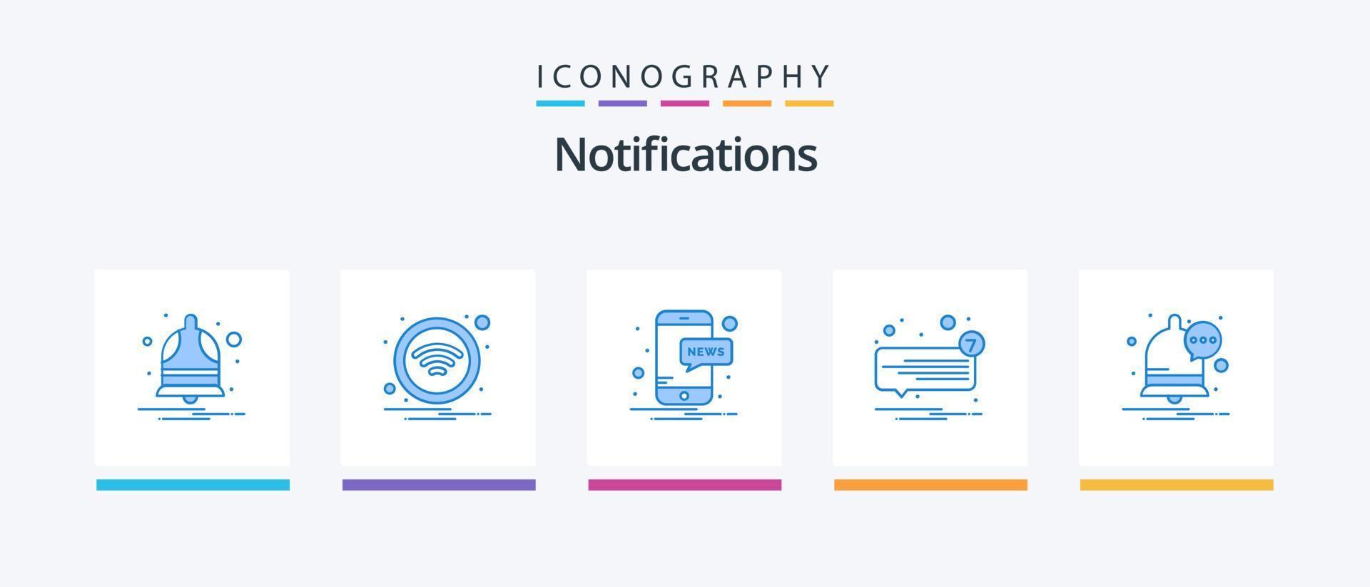 Paquete de 5 iconos azules de notificaciones que incluye mensaje. no leído. móvil. discurso. mensaje. diseño de iconos creativos vector