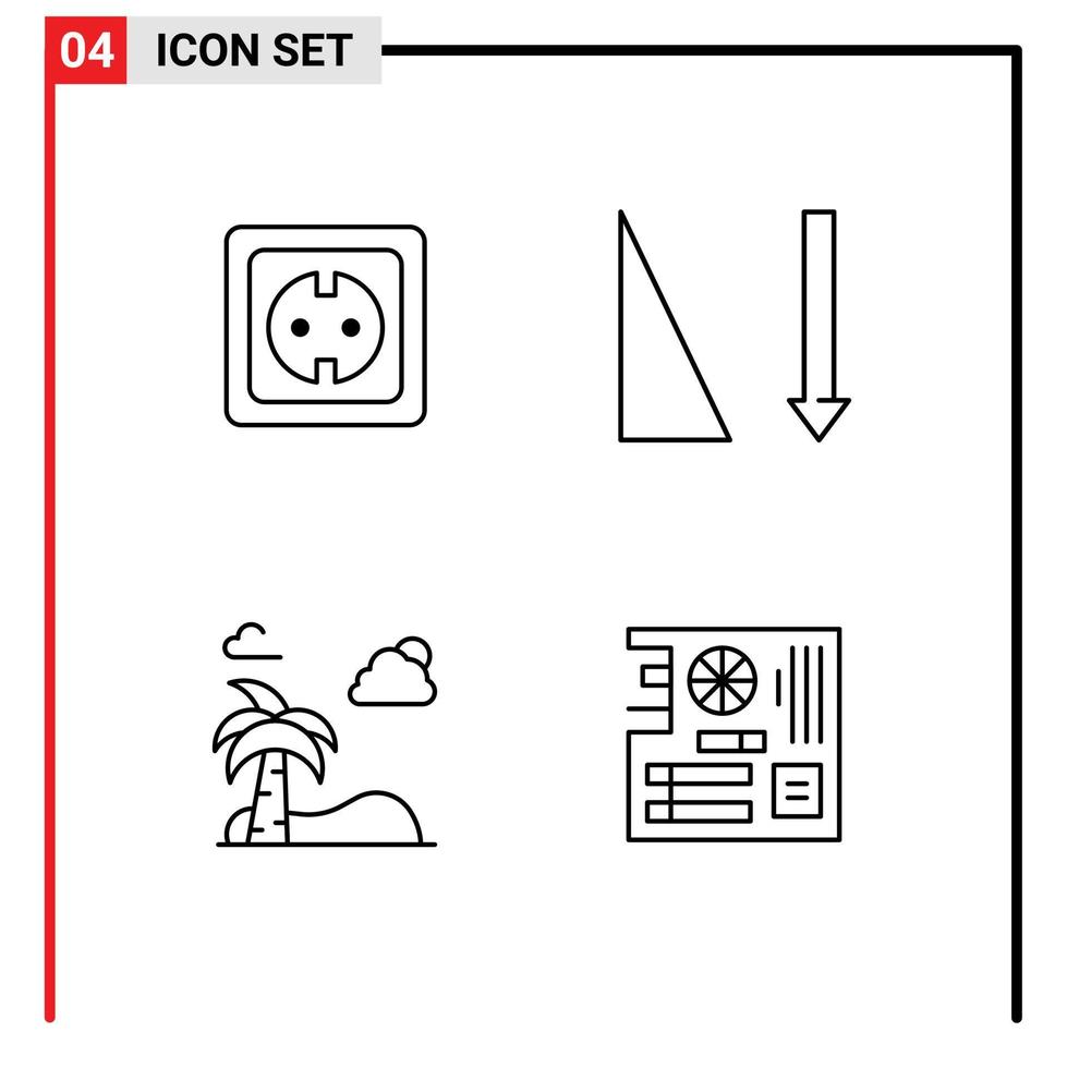 Mobile Interface Line Set of 4 Pictograms of electrical palm power supply sort spring Editable Vector Design Elements