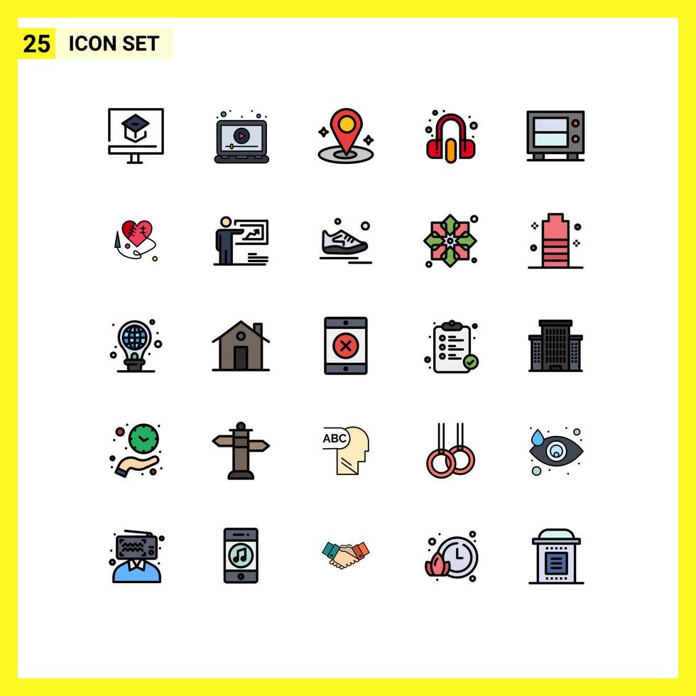 paquete de iconos vectoriales de stock de 25 signos y símbolos de línea para el servicio de depósito reproducir auriculares colocar elementos de diseño vectorial editables vector