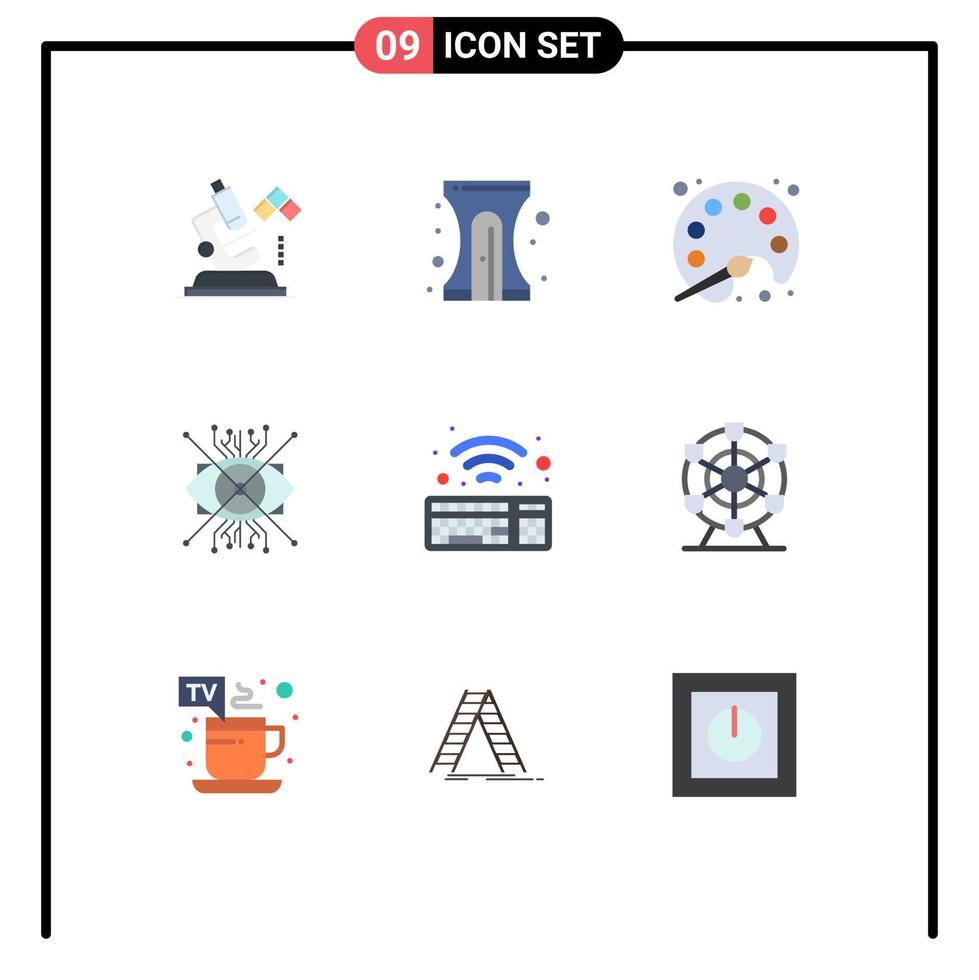 9 Creative Icons Modern Signs and Symbols of keyboard eye painting cyber ar Editable Vector Design Elements