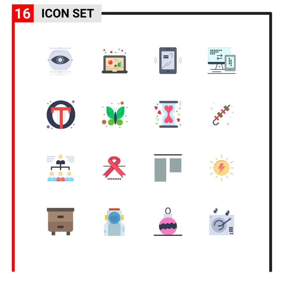 conjunto de 16 iconos modernos de la interfaz de usuario signos de símbolos para el diseño del monitor de datos móviles de la interfaz paquete editable de elementos de diseño de vectores creativos