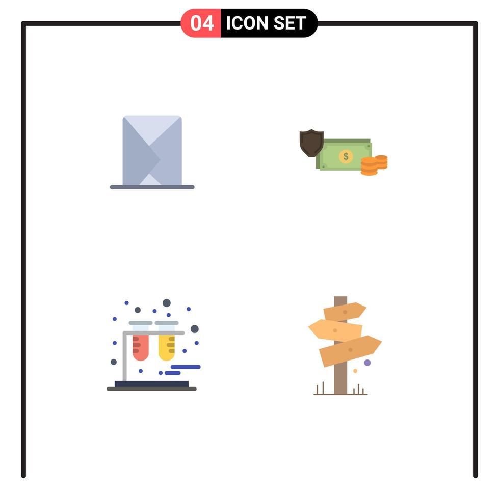 4 Universal Flat Icons Set for Web and Mobile Applications email gold message business payment Editable Vector Design Elements