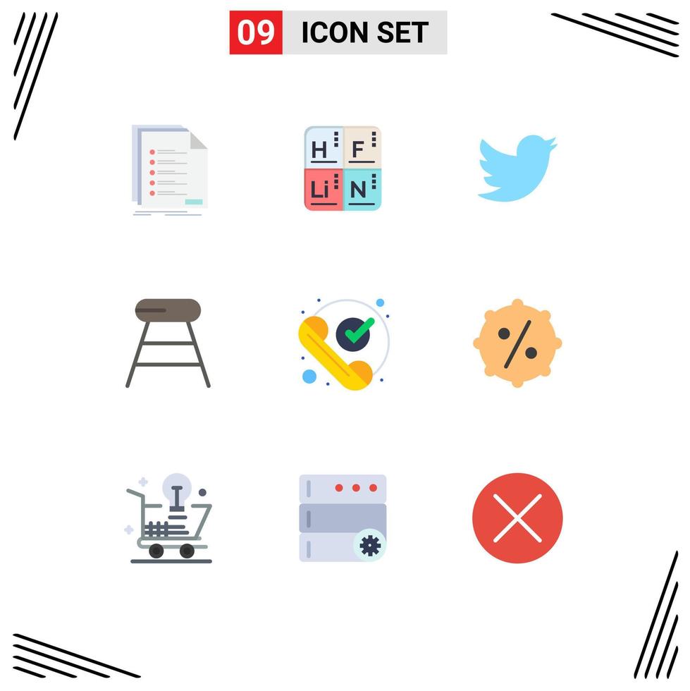 paquete de iconos de vector de stock de 9 signos y símbolos de línea para elementos de diseño de vector editables de café de comida médica de asiento verificado