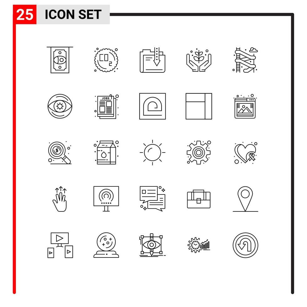 Set of 25 Vector Lines on Grid for slider give content garden agriculture Editable Vector Design Elements