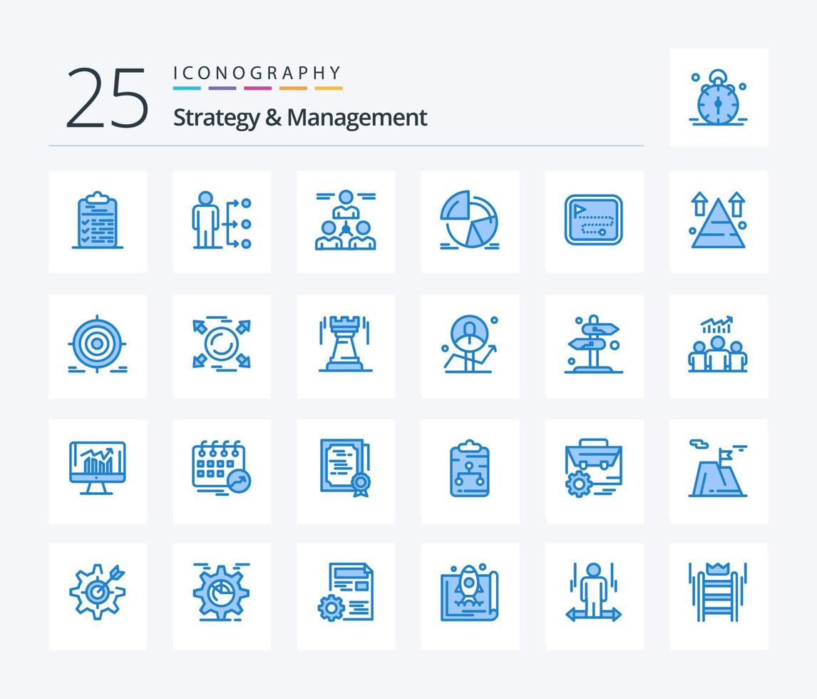 paquete de iconos de estrategia y gestión de 25 colores azules que incluye estadísticas. gráfico. usuario. hombre. grupo vector