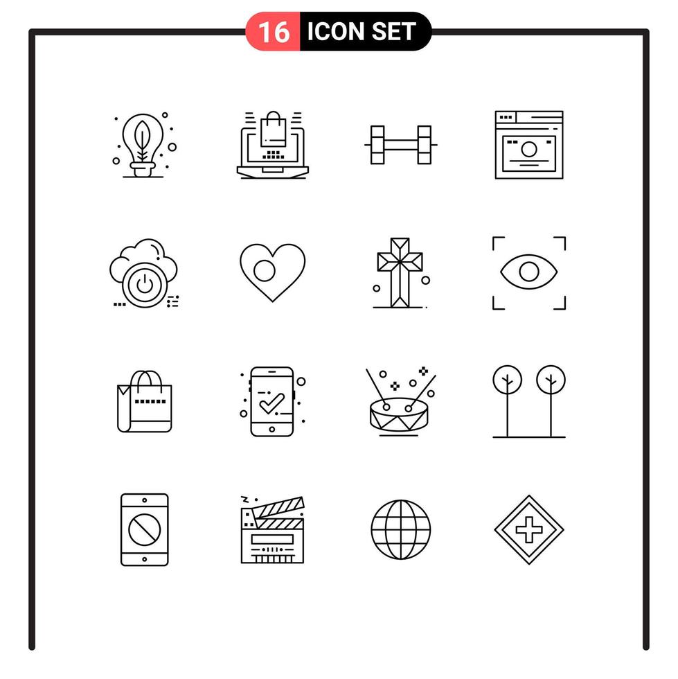 16 Thematic Vector Outlines and Editable Symbols of down shutdown sport web page Editable Vector Design Elements