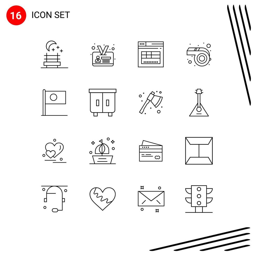 Modern Set of 16 Outlines Pictograph of decor country website bangladesh asian Editable Vector Design Elements