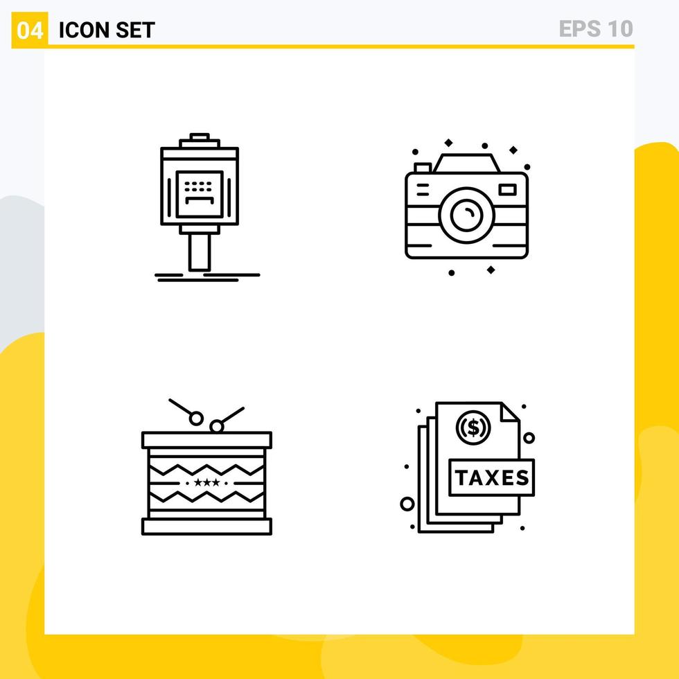 4 Creative Icons Modern Signs and Symbols of valet drum hotel camera irish Editable Vector Design Elements