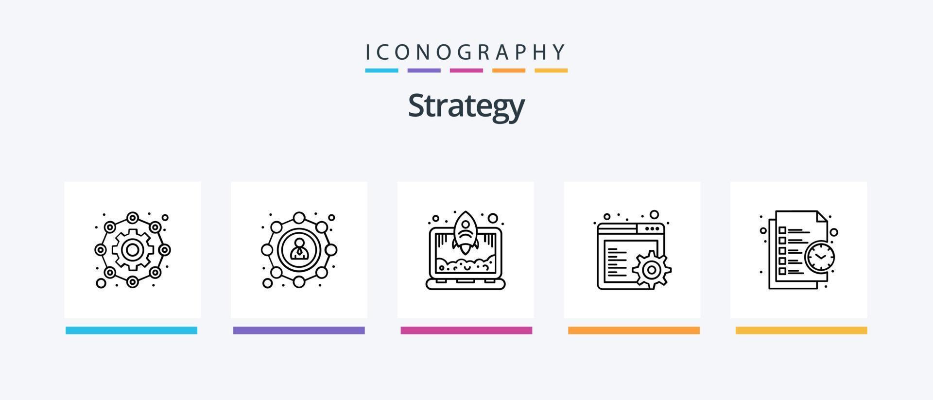 Strategy Line 5 Icon Pack Including . graph. finance. data. settings. Creative Icons Design vector